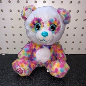 Build A Bear 7" Plush Smallfrys Rare Rainbow Confetti Blue Nose Panda Bear